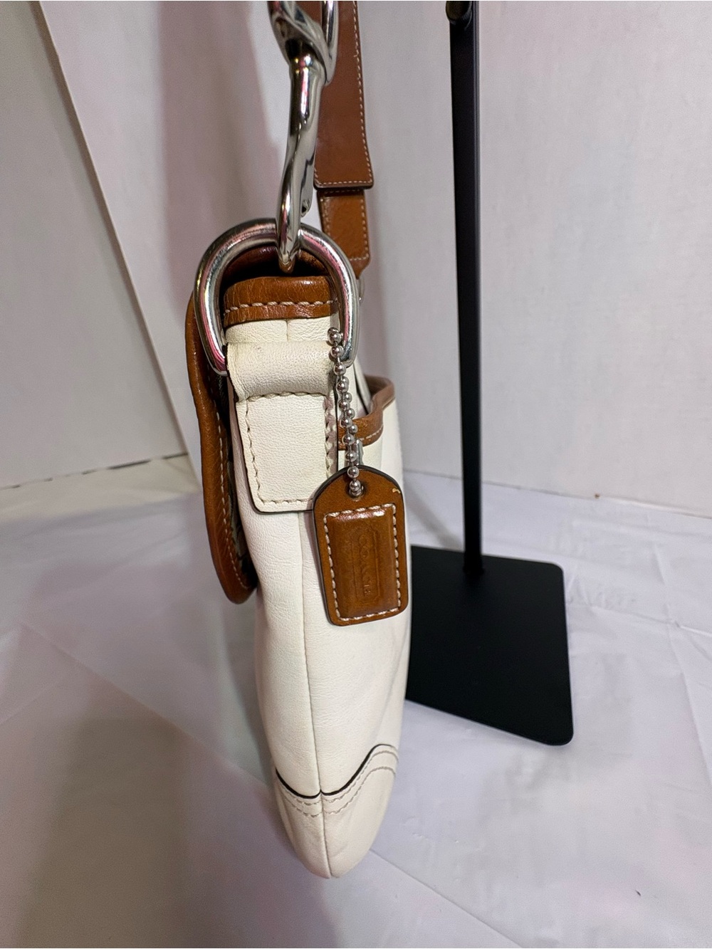 Coach Vintage Tan Leather-Trim Crossbody / Shoulder Bag - Picture 7 of 10